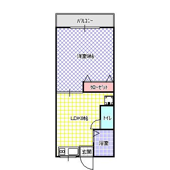城山ハイツ(1DK/3階)の間取り写真