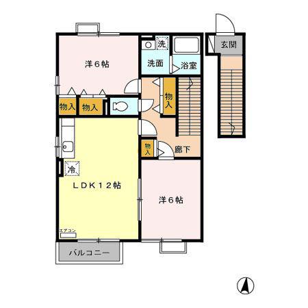 リバーストーンA(2LDK/2階)の間取り写真