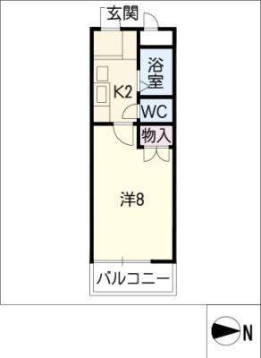 あさけハイツ(1K/1階)の間取り写真