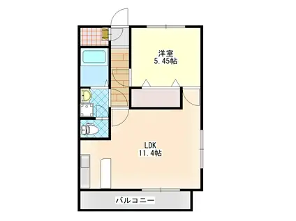 ルネスグラッツィア(1LDK/2階)の間取り写真