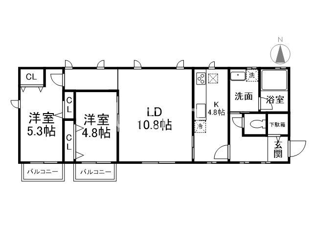地下鉄烏丸線 丸太町駅(京都市営) 徒歩7分 2階建 築12年(2LDK/2階)の間取り写真