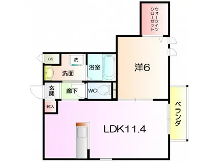 ロングウッド綾園(1LDK/2階)の間取り写真