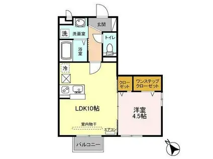 アベイユガーデン(1LDK/1階)の間取り写真