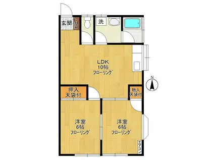 コーポ井口II(2LDK/1階)の間取り写真