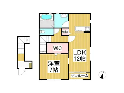 小布施町アパート(1LDK/1階)の間取り写真