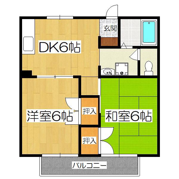 セトラII(2DK/2階)の間取り写真