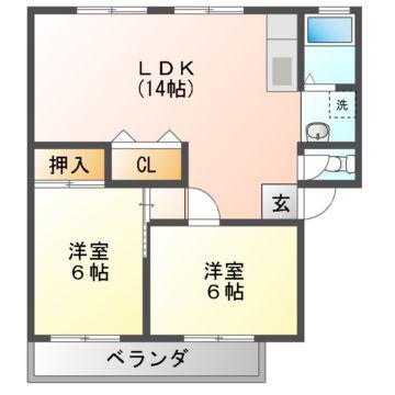 ライゼックス藤ヶ丘(2LDK/2階)の間取り写真