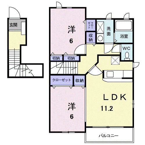 パストラル川部A(2LDK/2階)の間取り写真