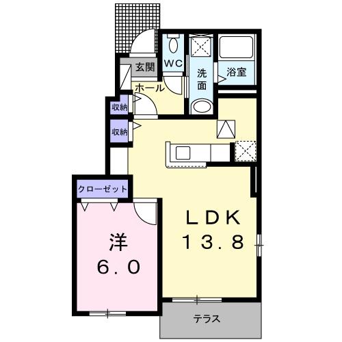 フランメゾン C(1LDK/1階)の間取り写真