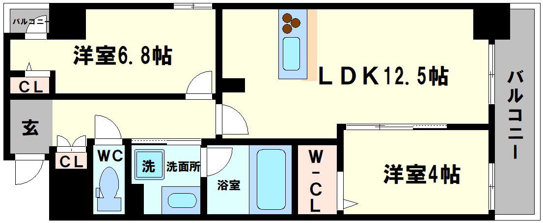 リアライズ小路駅前(2LDK/2階)の間取り写真