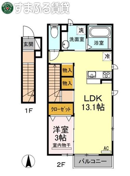 しあわせ夢ハウス(1LDK/2階)の間取り写真
