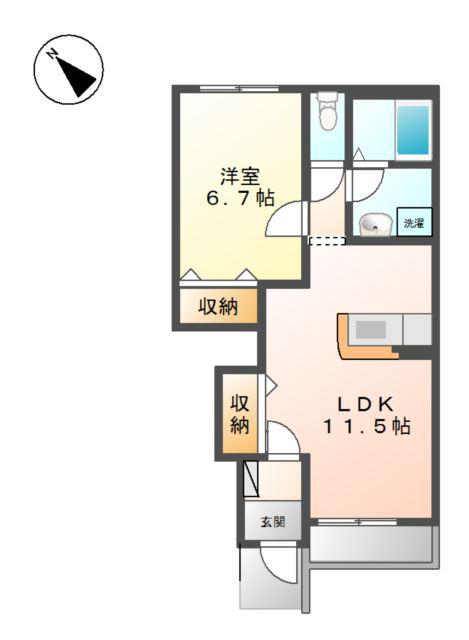 ブルーオアシス(1LDK/1階)の間取り写真