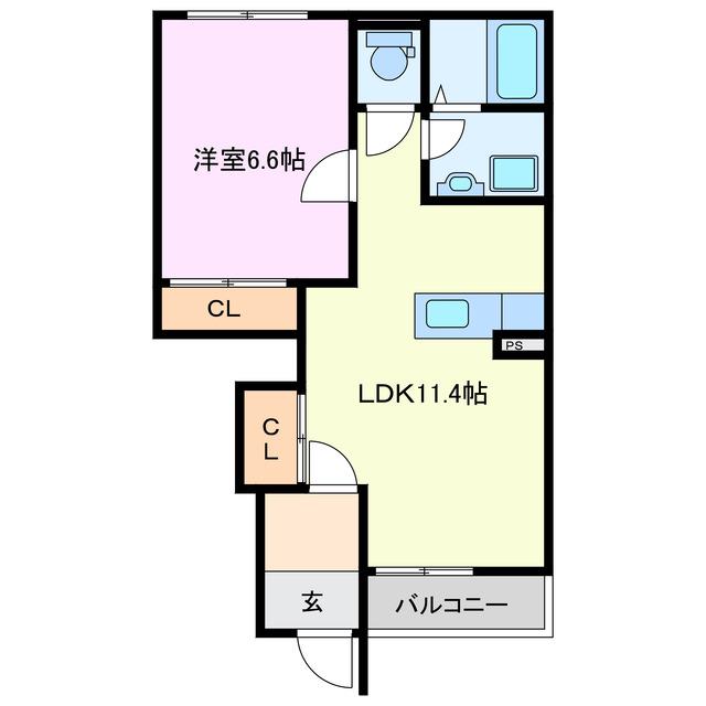 近鉄名古屋線 磯山駅 徒歩9分 2階建 築17年(1LDK/1階)の間取り写真