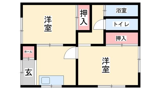 砂本荘(2DK/2階)の間取り写真