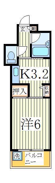 セザール柏(1DK/4階)の間取り写真