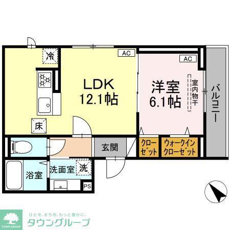 D PAINA 登戸II(1LDK/3階)の間取り写真