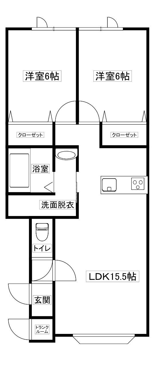 コムハウス永山(2LDK/2階)の間取り写真