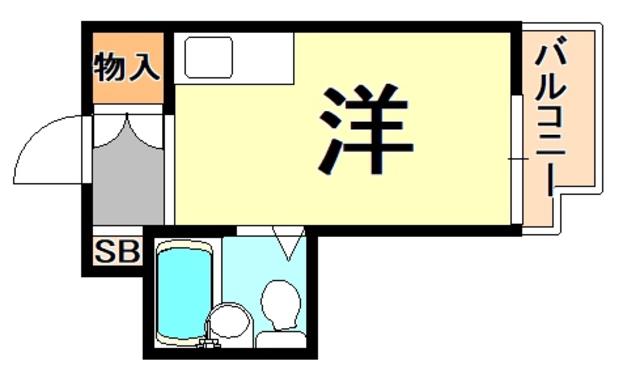 シャトー第8神戸(ワンルーム/6階)の間取り写真