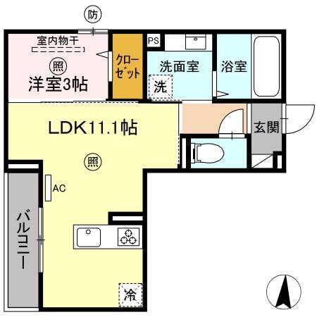PREMILIFE寿町(1LDK/3階)の間取り写真
