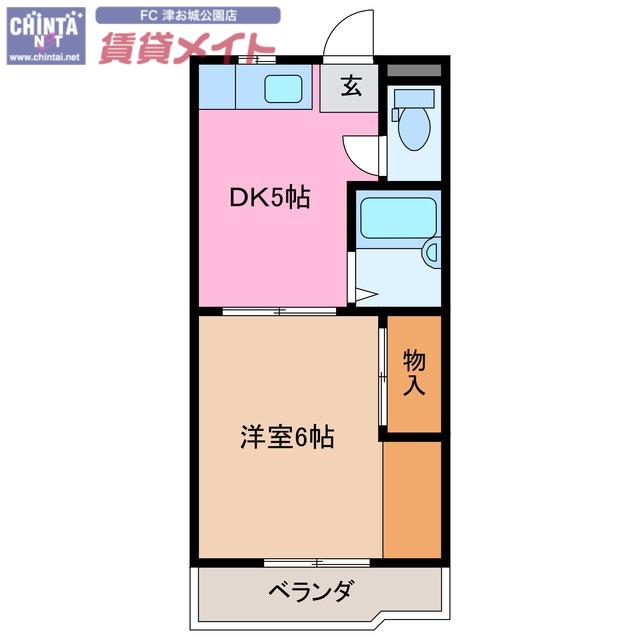ブルージュ寿町(1DK/2階)の間取り写真