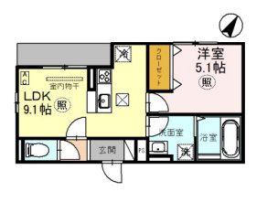 フルール花隈町(1LDK/1階)の間取り写真
