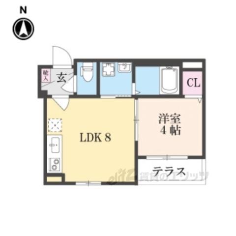 センチュリー嵯峨嵐山(1LDK/1階)の間取り写真