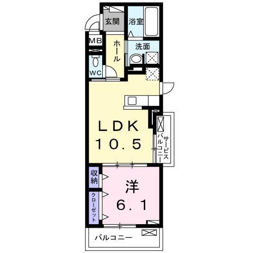 ラ・ヴィベール(1LDK/2階)の間取り写真