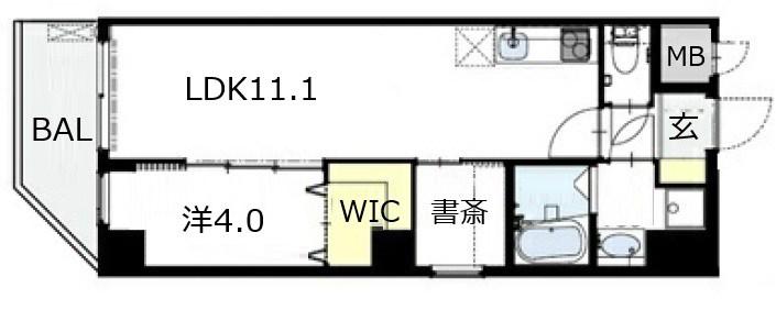 E-C EST BIEN灘(1LDK/5階)の間取り写真