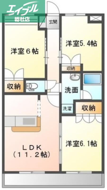 フィールドアップII(3LDK/2階)の間取り写真