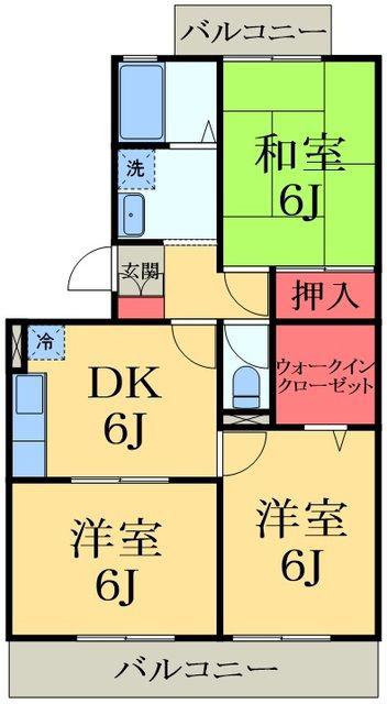 ランドウィン五番館(3DK/2階)の間取り写真