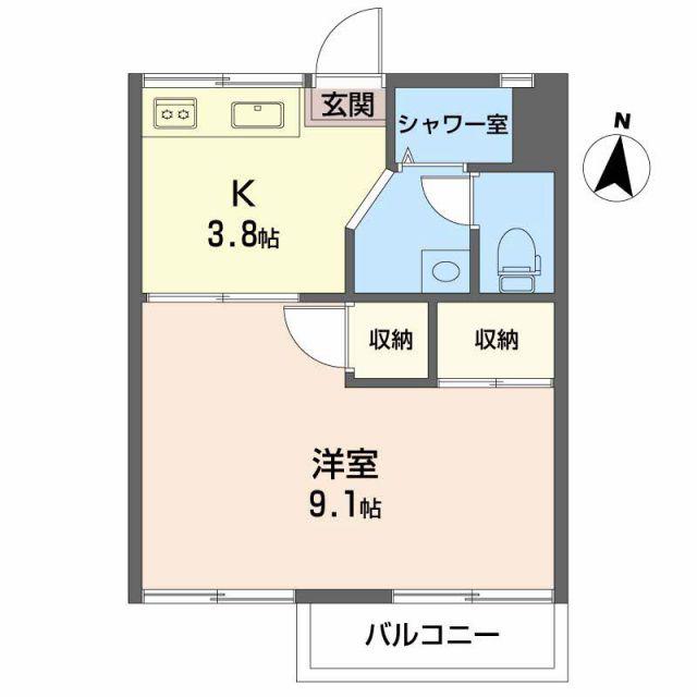神野コーポ(1K/2階)の間取り写真