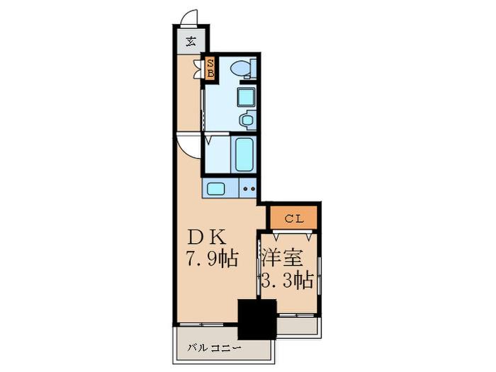 K′S SQUARE ESAKA(1DK/9階)の間取り写真