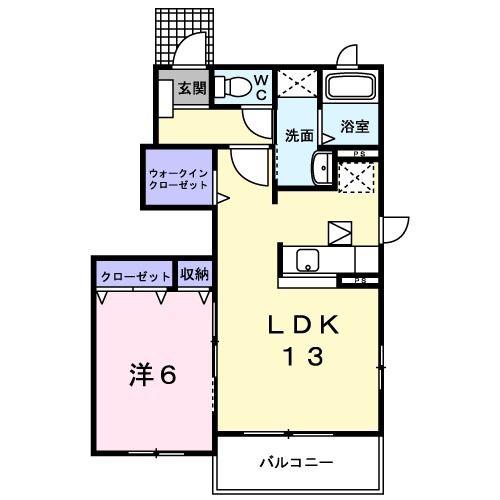 ロイヤル クレッセント III(1LDK/1階)の間取り写真