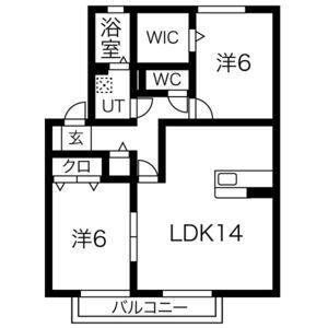 ディーグラフォート B棟(2LDK/2階)の間取り写真
