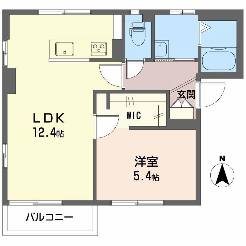 ディアスクレールC棟(1LDK/1階)の間取り写真