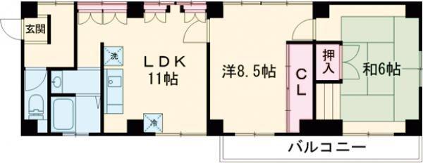 金澤ビル(2LDK/3階)の間取り写真