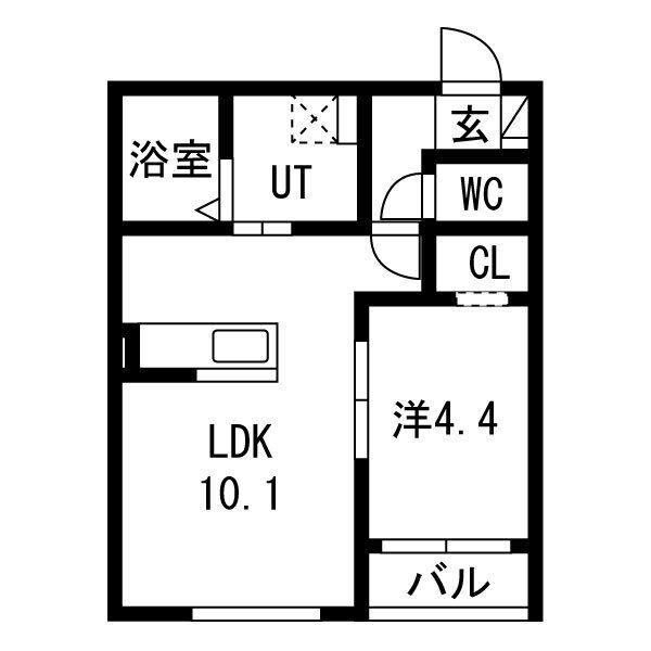 リュミエール ケー(1LDK/1階)の間取り写真
