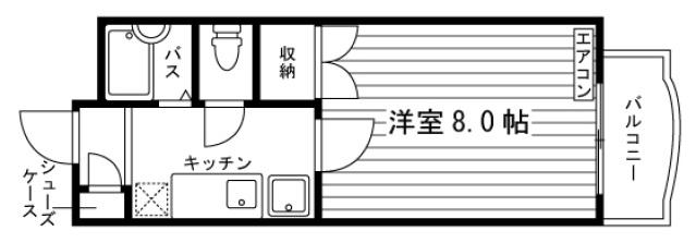 プレジィール大和町(1K/4階)の間取り写真