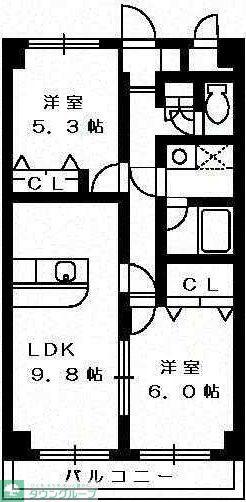 ヴァンベールS(2LDK/2階)の間取り写真