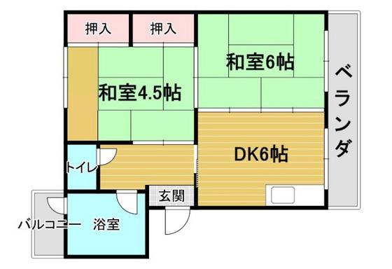 江波鋳機ビル(2DK/5階)の間取り写真