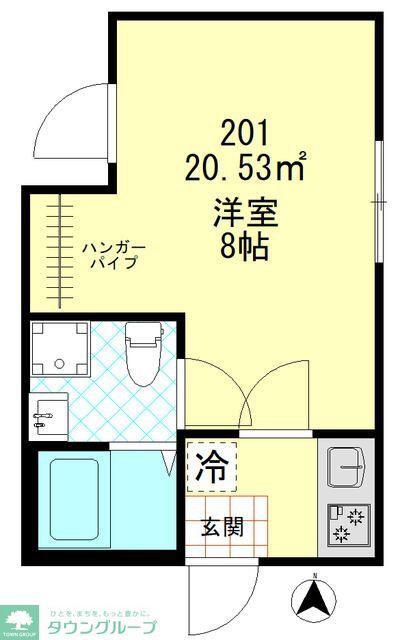 クレール蓮根(1K/2階)の間取り写真
