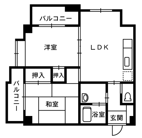 プレステージュ(2LDK/3階)の間取り写真