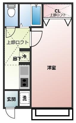 アイル富士見(1K/2階)の間取り写真