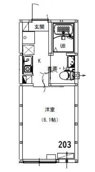 アルサーヴ千葉(1K/2階)の間取り写真