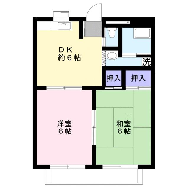 いかるがハイツ(2DK/2階)の間取り写真
