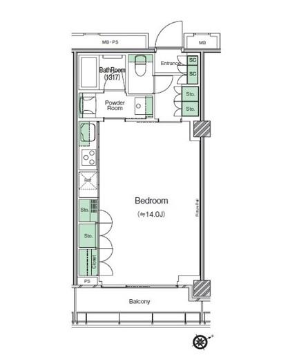 SHIBUYA CAST. APARTMENT渋谷キャストアパートメ(ワンルーム/15階)の間取り写真