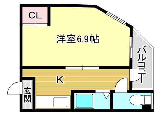マンション楠木(1K/4階)の間取り写真