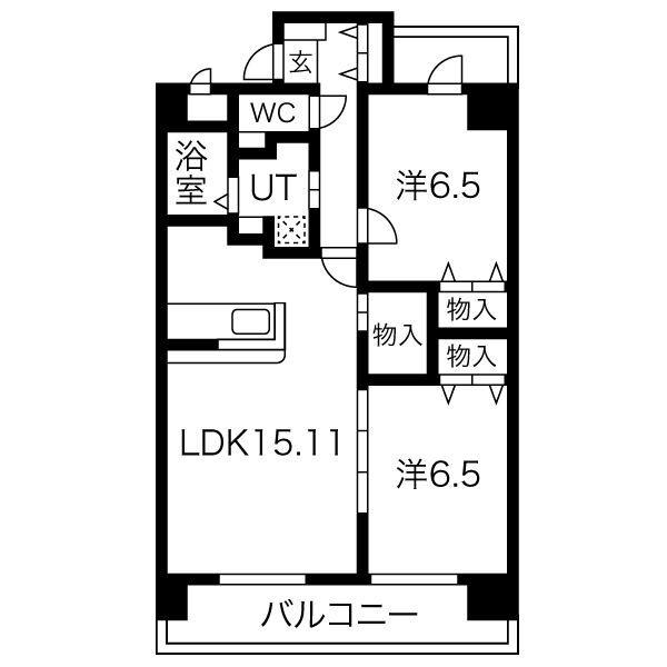 グレイス泉(2LDK/9階)の間取り写真