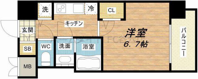 S-RESIDENCE新大阪RIDENTE(1K/4階)の間取り写真