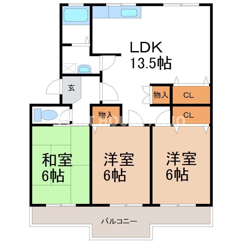 スカイタウン大山(3LDK/2階)の間取り写真